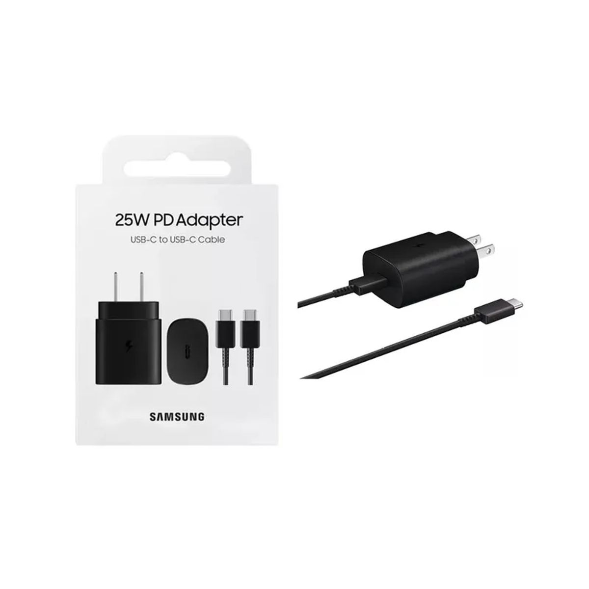 SAMSUNG - Cargador 25W Samsung USB C de Carga Rápida Original Negro