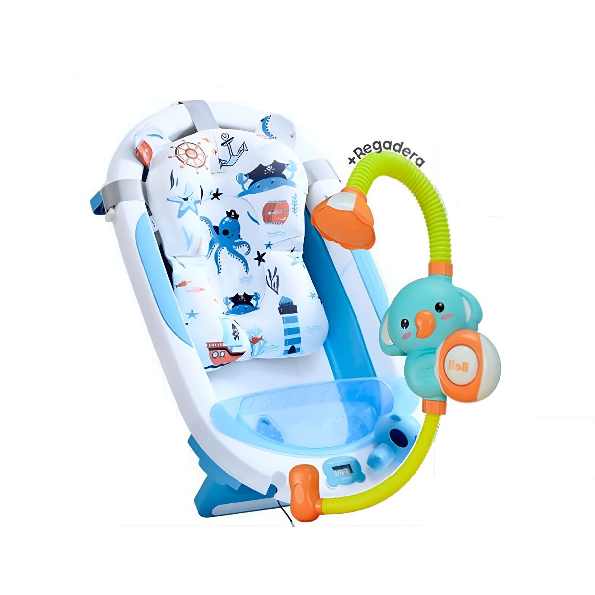 GENERICO - Bañera plegable Nemo con Termómetro Azul