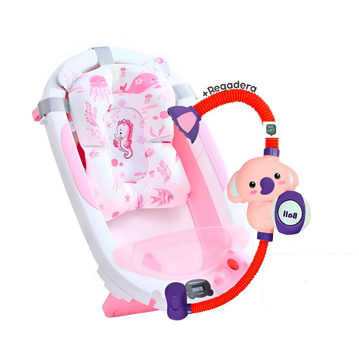 GENERICO - Bañera plegable Nemo con Termómetro Rosado