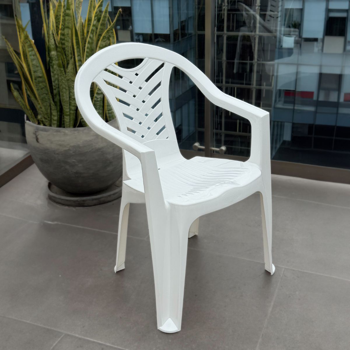 HOGARMAS - Set de 4 Silla Anatómica Con Brazo Blanca Confort