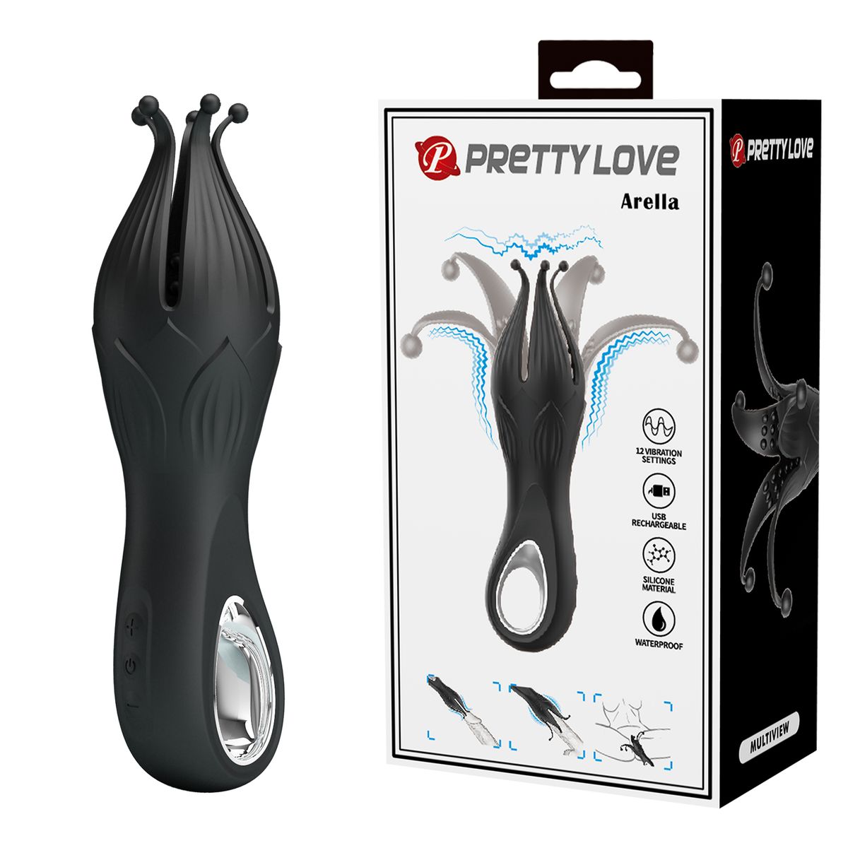 PRETTY LOVE - Masturbador Vibrador Pulpo Arella Unisex 12 Funciones Recargable