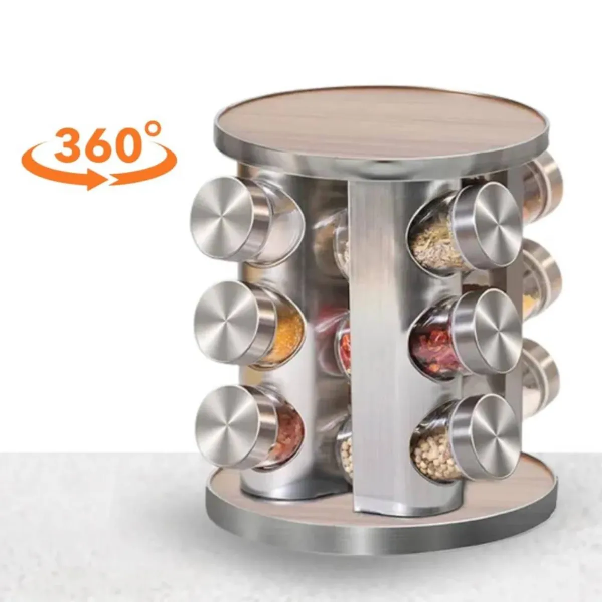 ICHIMATSU - Set x12 Condimenteros Giratorio con Madera-90390401