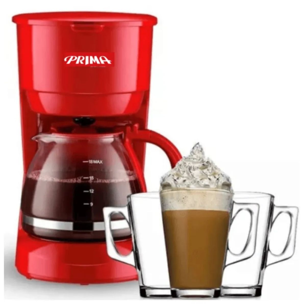 PRIMA - Cafetera Eléctrica Prima de 12 tazas-Rojo 1.8 L CA1091CP-R