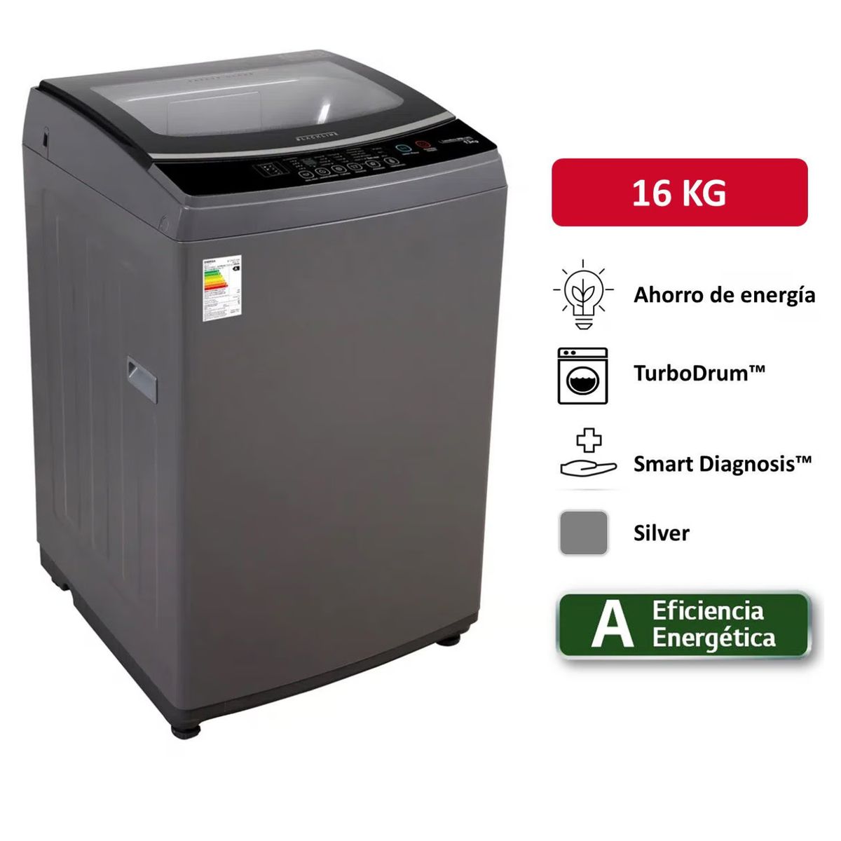 BLACKLINE - Lavadora BLACKLINE SPBL16TL Carga Superior 16Kg Gris