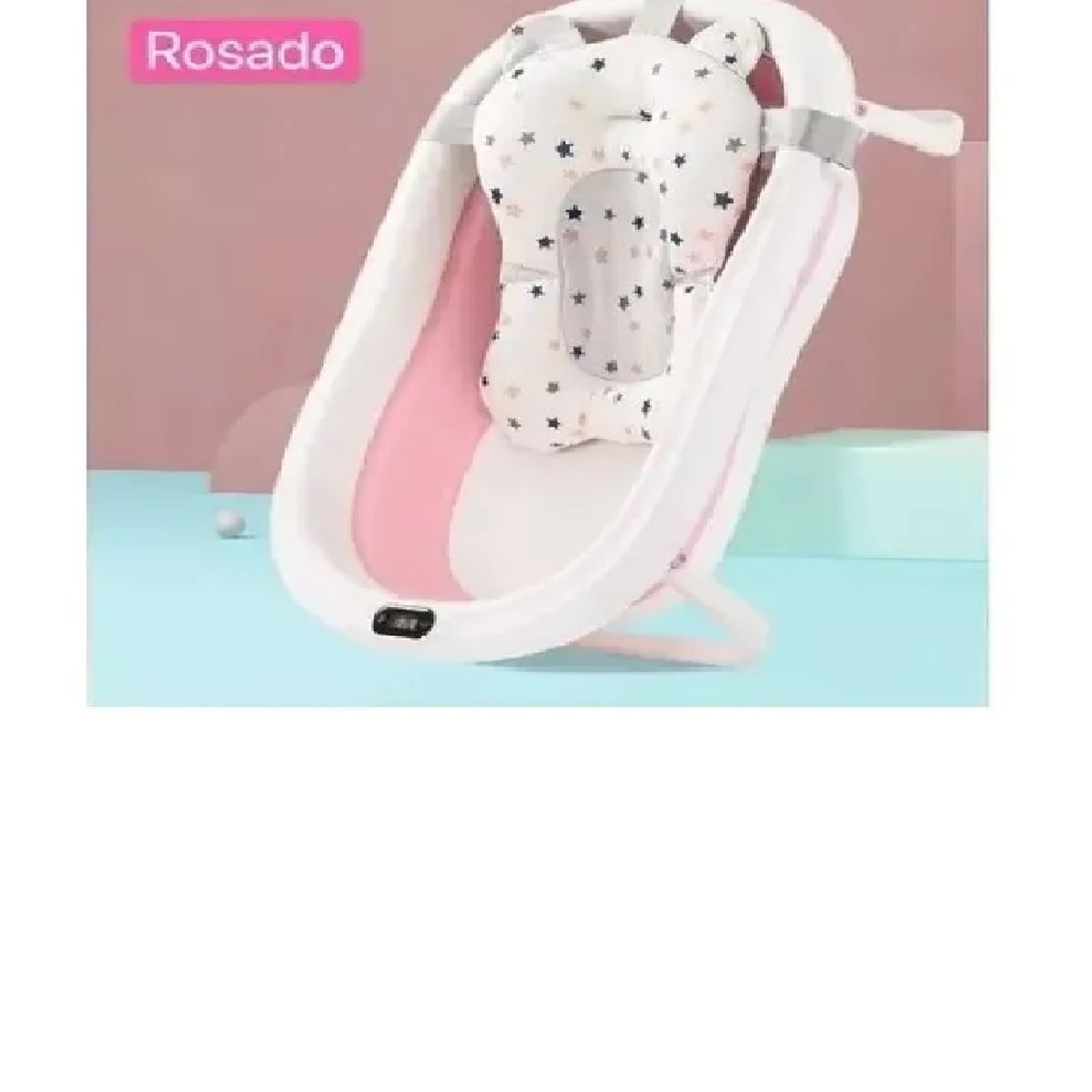 GENERICO - BAÑERA PLEGABLE CON TERMOMETRO MAS COJIN PARA BEBE