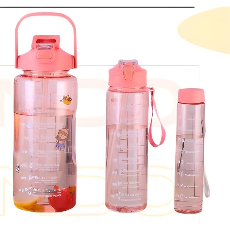 GENERICO - BOTELLA TOMATODO MOTIVACIONAL CAMALEÓN CAMBIA COLOR 3 PZS