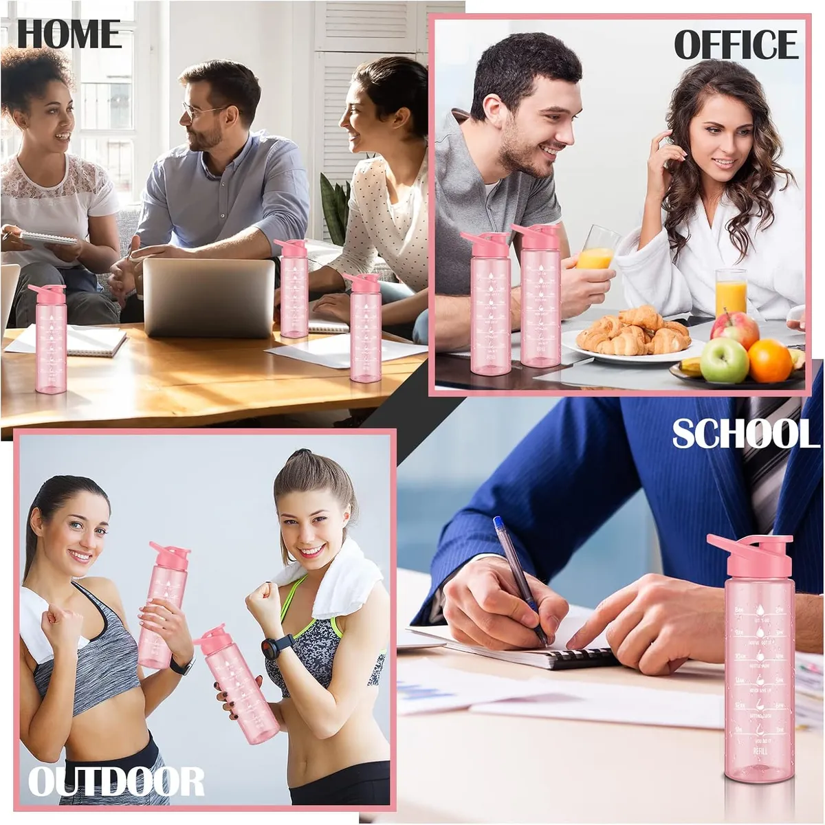 GENERICO - BOTELLA TOMATODO MOTIVACIONAL CAMALEÓN CAMBIA COLOR 3 PZS