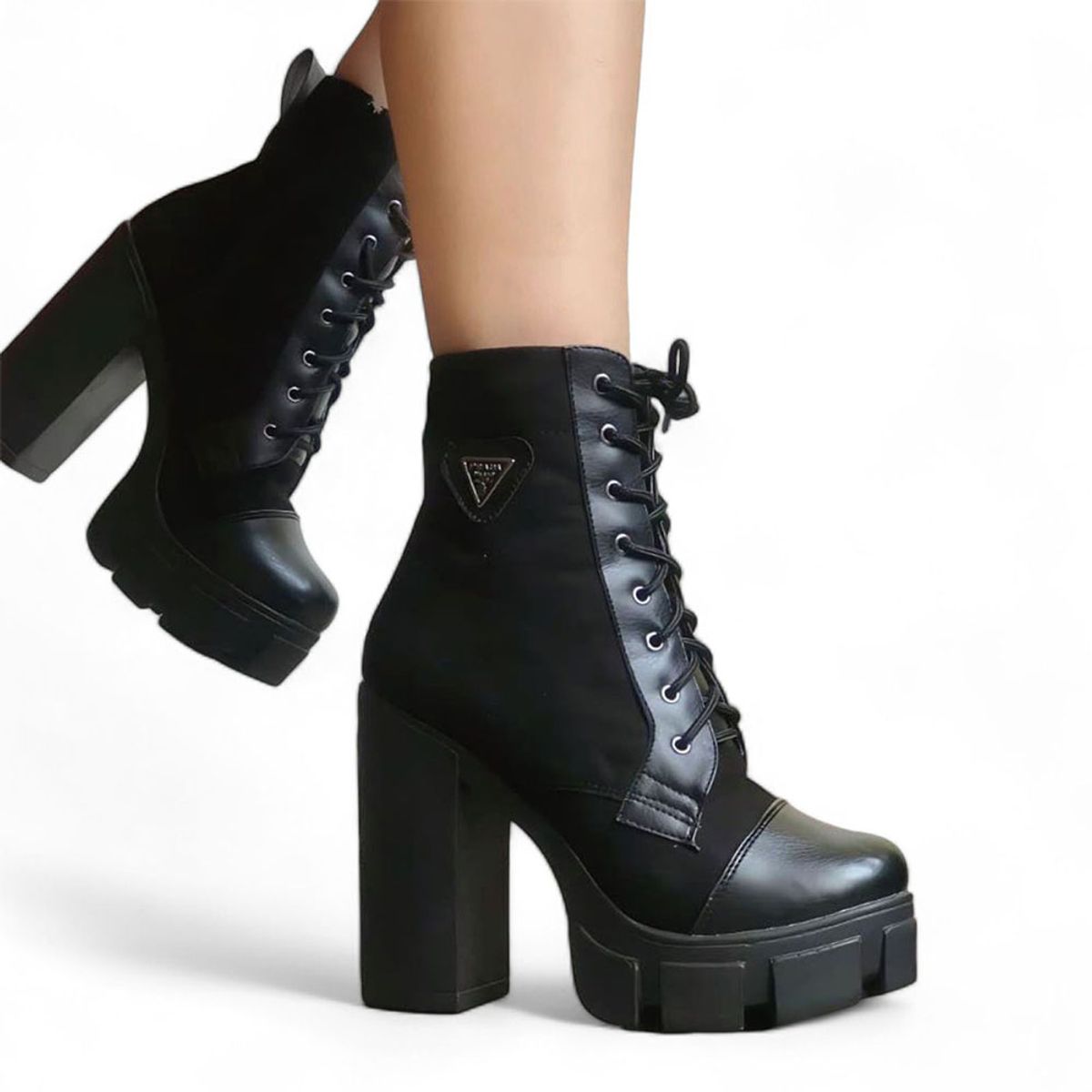 GENERICO - Bota mujer vestir sueder taco 12 plataforma 4 2086L-70 color negro.-