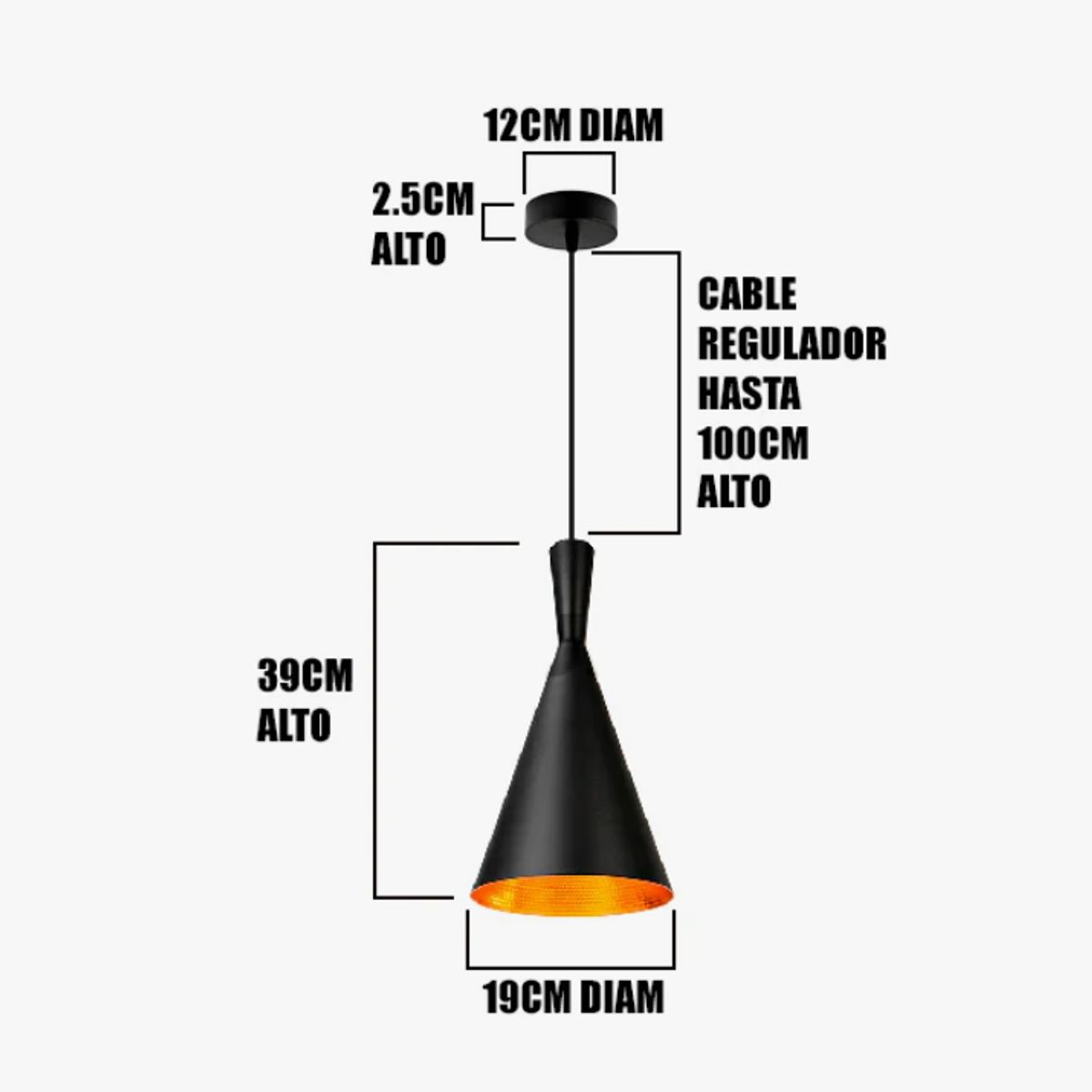 GENERICO - Lámpara Colgante Elen Black Led