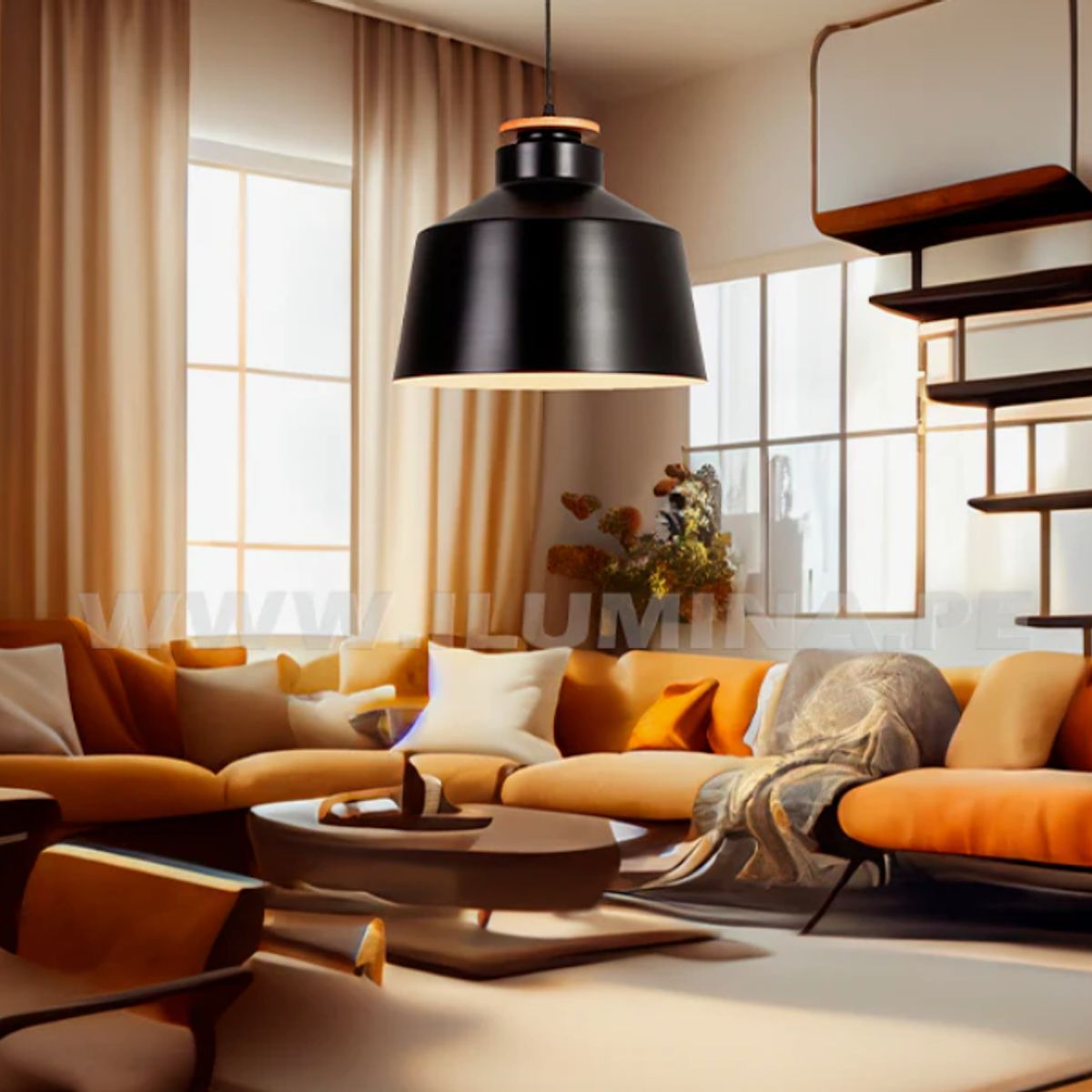 GENERICO - Lámpara Colgante Campana Francesca Black Led