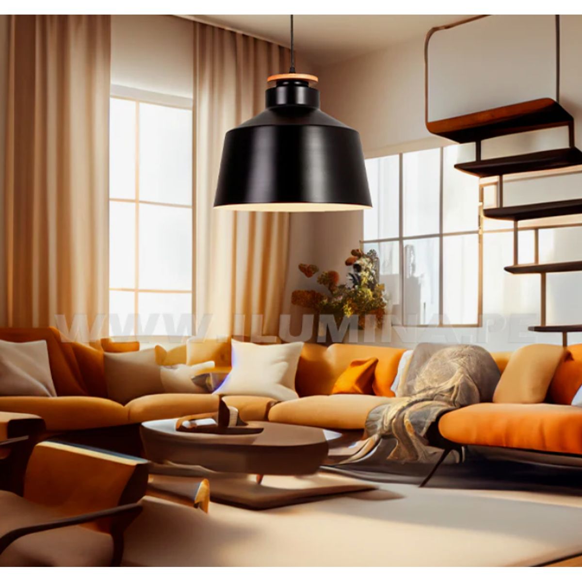 GENERICO - Lámpara Colgante Campana Francesca Black Led