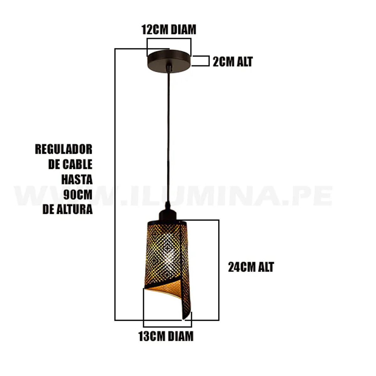 GENERICO - Lámpara Colgante Campana Lia Black Led