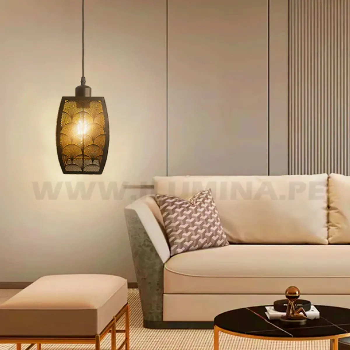 GENERICO - Lámpara Colgante Campana  Black-Gold Led