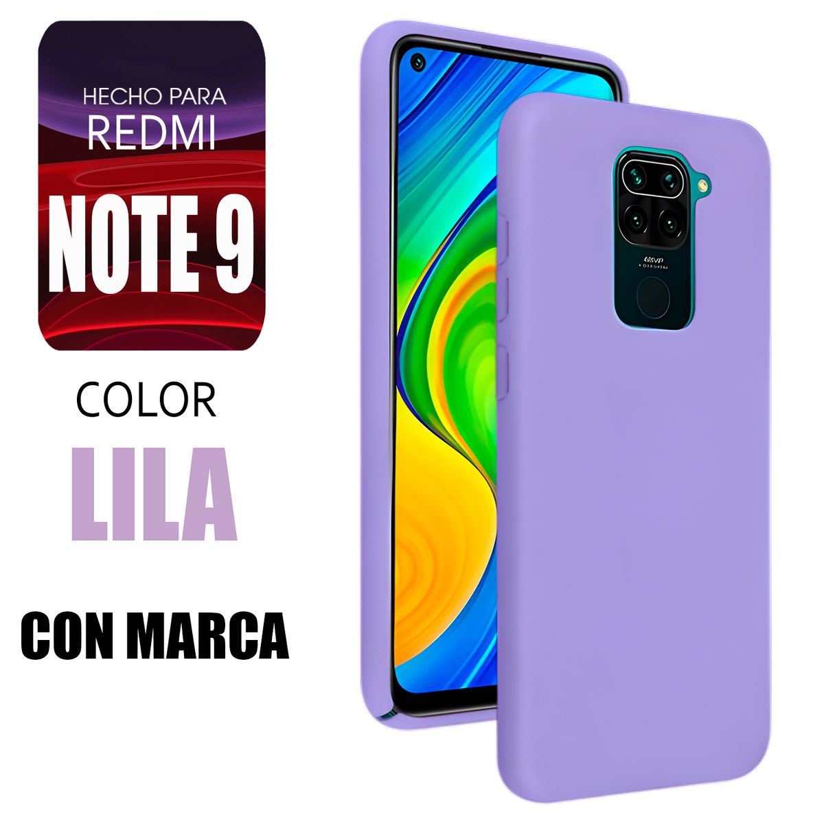XIAOMI - Silicone Case Para Redmi Note 9 Lila Con Marca