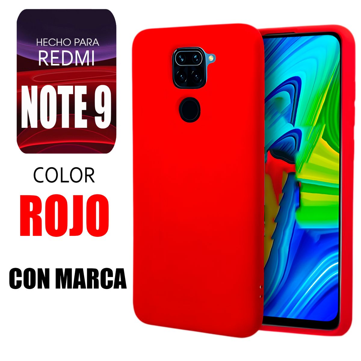 XIAOMI - Silicone Case Para Redmi Note 9 Rojo Con Marca