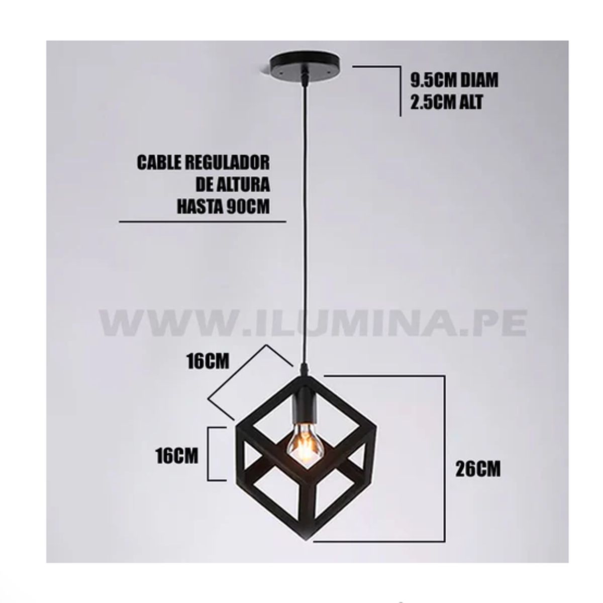 GENERICO - Lámpara Colgante Campana  Black Led