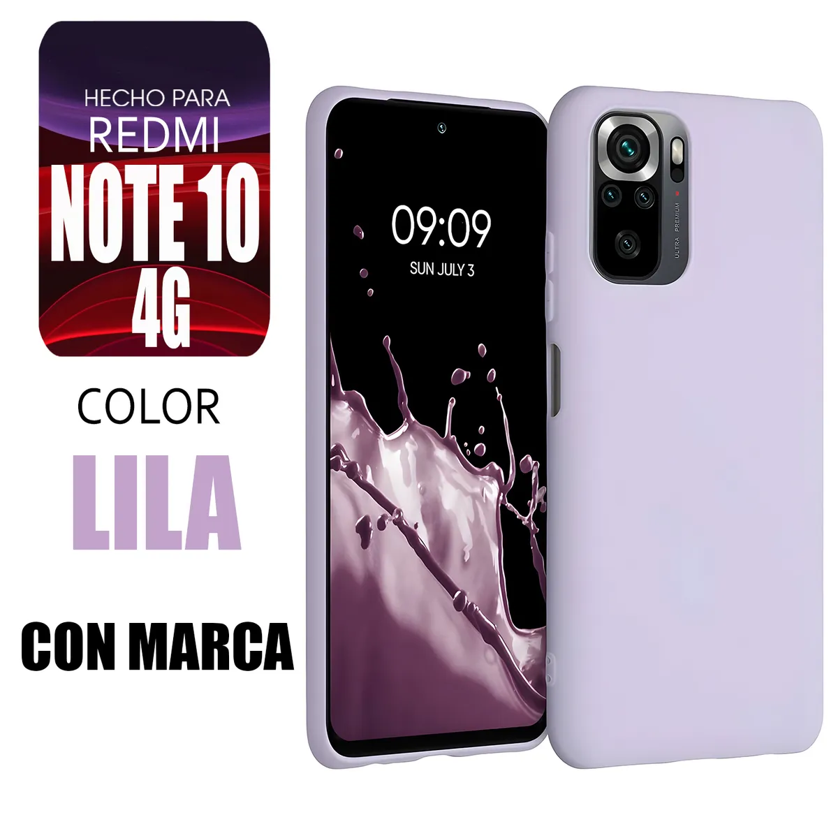 XIAOMI - Silicone Case Para Redmi Note 10 4G Lila Con Marca