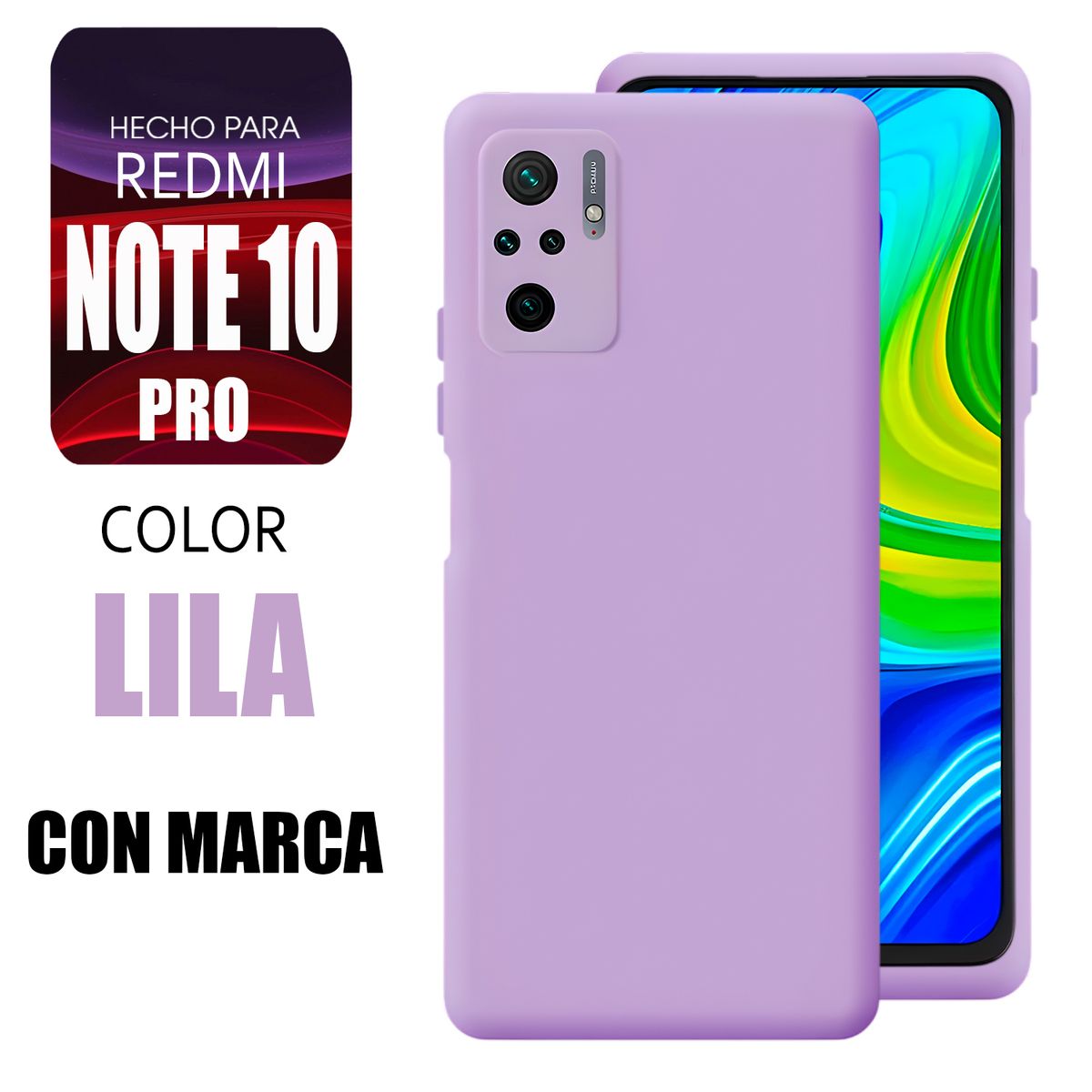 XIAOMI - Silicone Case Para Redmi Note 10 Pro Lila Con Marca
