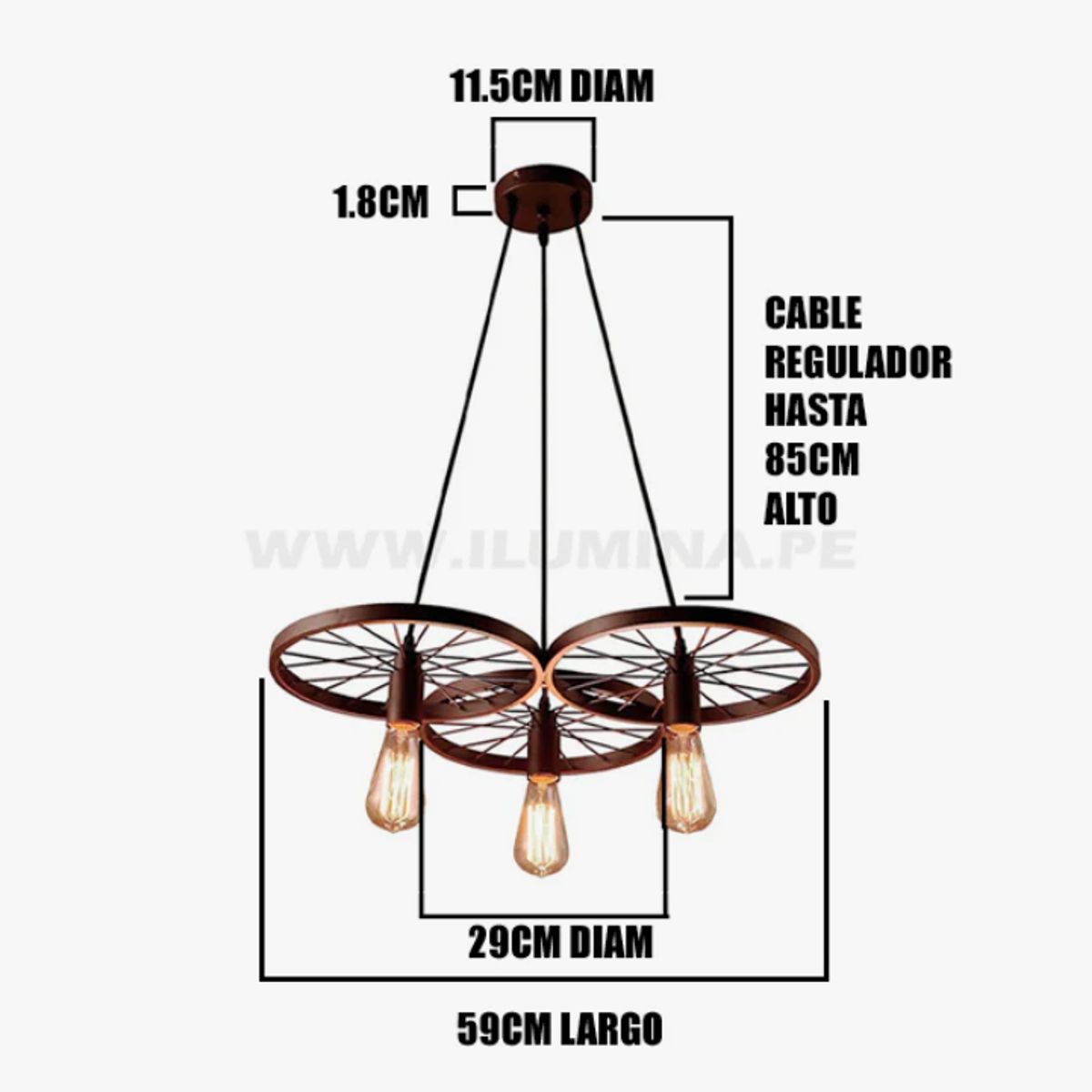 GENERICO - Lámpara Colgante Campana  Black Led