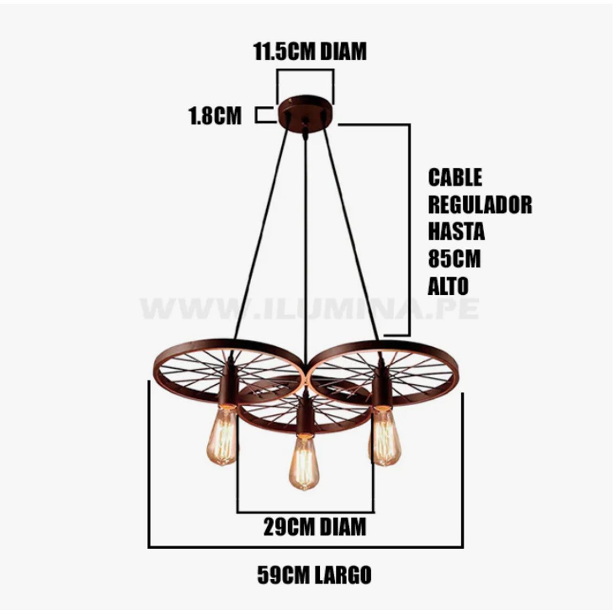 GENERICO - Lámpara Colgante Campana  Black Led