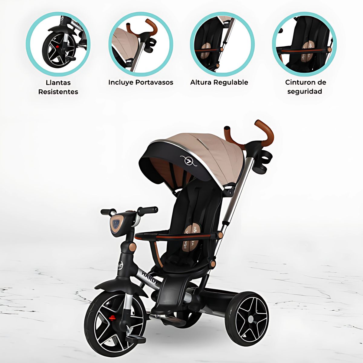 VOYAGE - Triciclo Guiador Reversible 360° «HARDY» Beige
