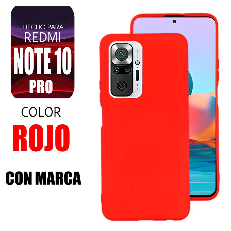 XIAOMI - Silicone Case Para Redmi Note 10 Pro Rojo Con Marca