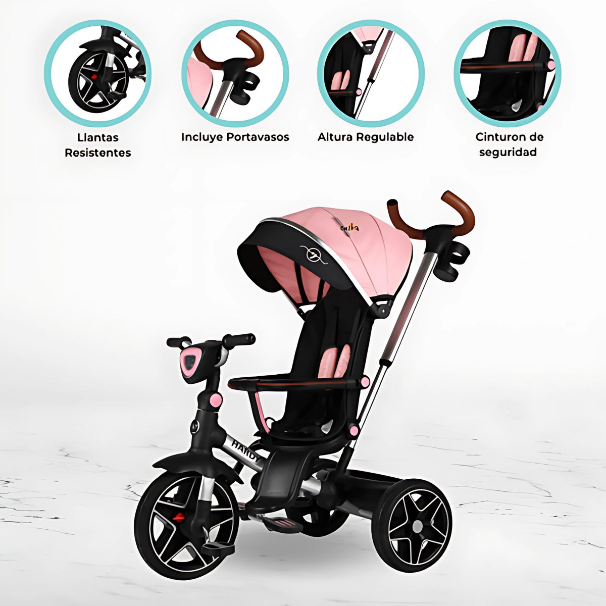 VOYAGE - Triciclo Guiador Reversible 360° «HARDY» Pink