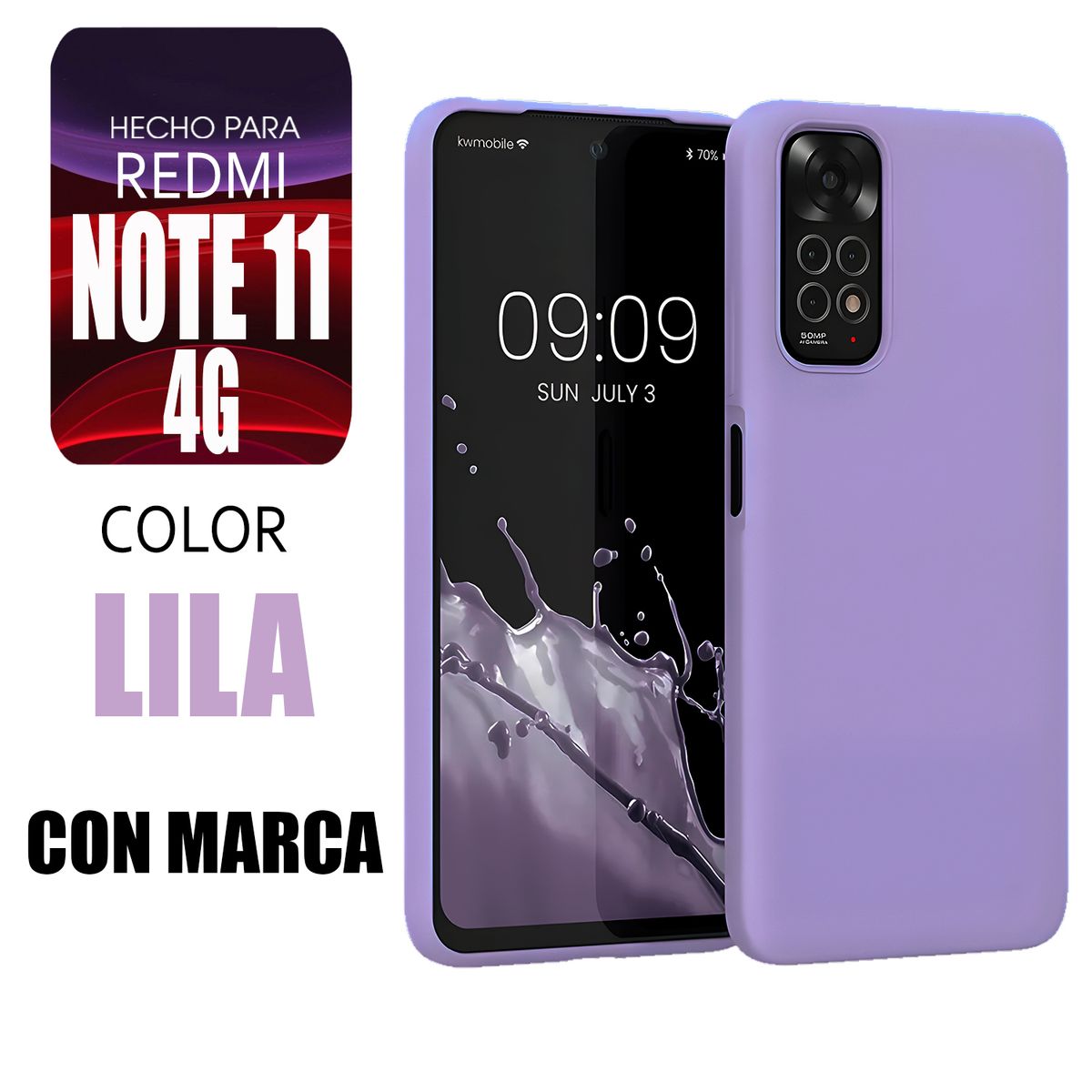 XIAOMI - Silicone Case Para Redmi Note 11 4G Lila Con Marca