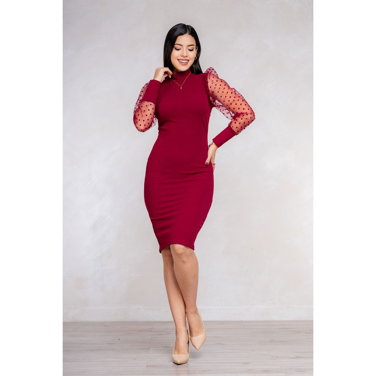 ARMA TU LOOK - VESTIDO LILIANA CUELLO ALTO MANGAS DE TULL ARMA TU LOOK