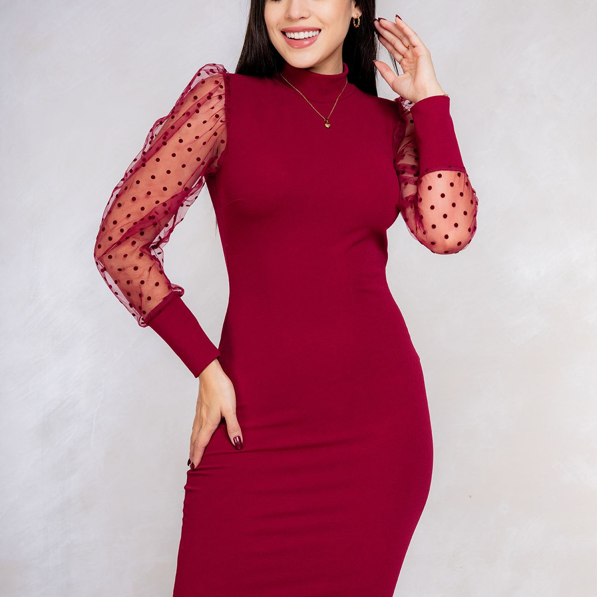 ARMA TU LOOK - VESTIDO LILIANA CUELLO ALTO MANGAS DE TULL ARMA TU LOOK