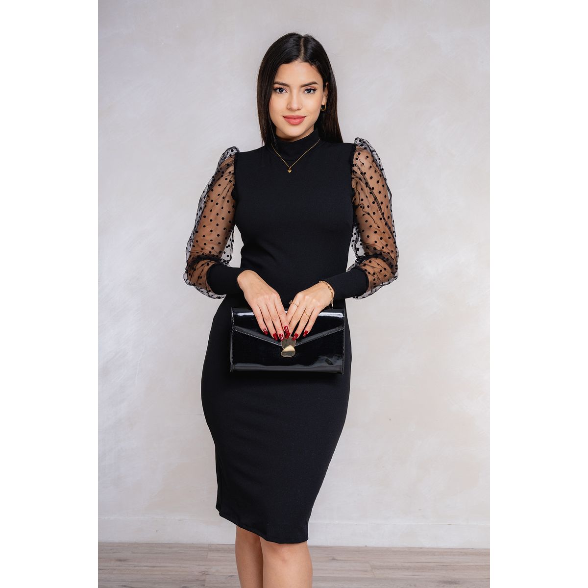 ARMA TU LOOK - VESTIDO LILIANA CUELLO ALTO MANGAS DE TULL ARMA TU LOOK