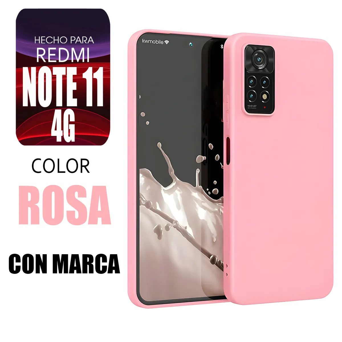 XIAOMI - Silicone Case Para Redmi Note 11 Rosa Con Marca
