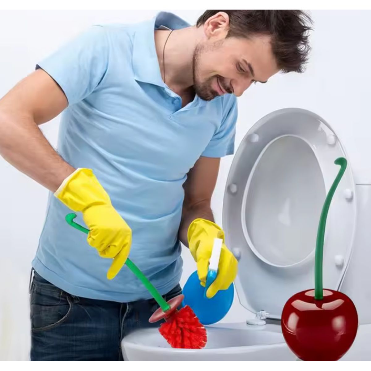 GENERICO - ESCOBILLA CEPILLO  INODORO BAÑO CEREZA - ELEGANTE Y FUNCIONAL