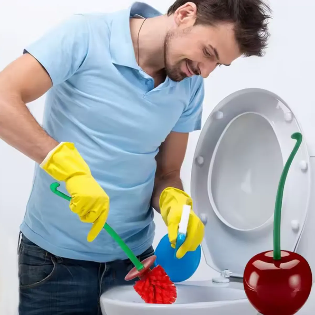 GENERICO - ESCOBILLA PARA BAÑO INODORO TIPO CEREZA - ELEGANTE Y FUNCIONAL