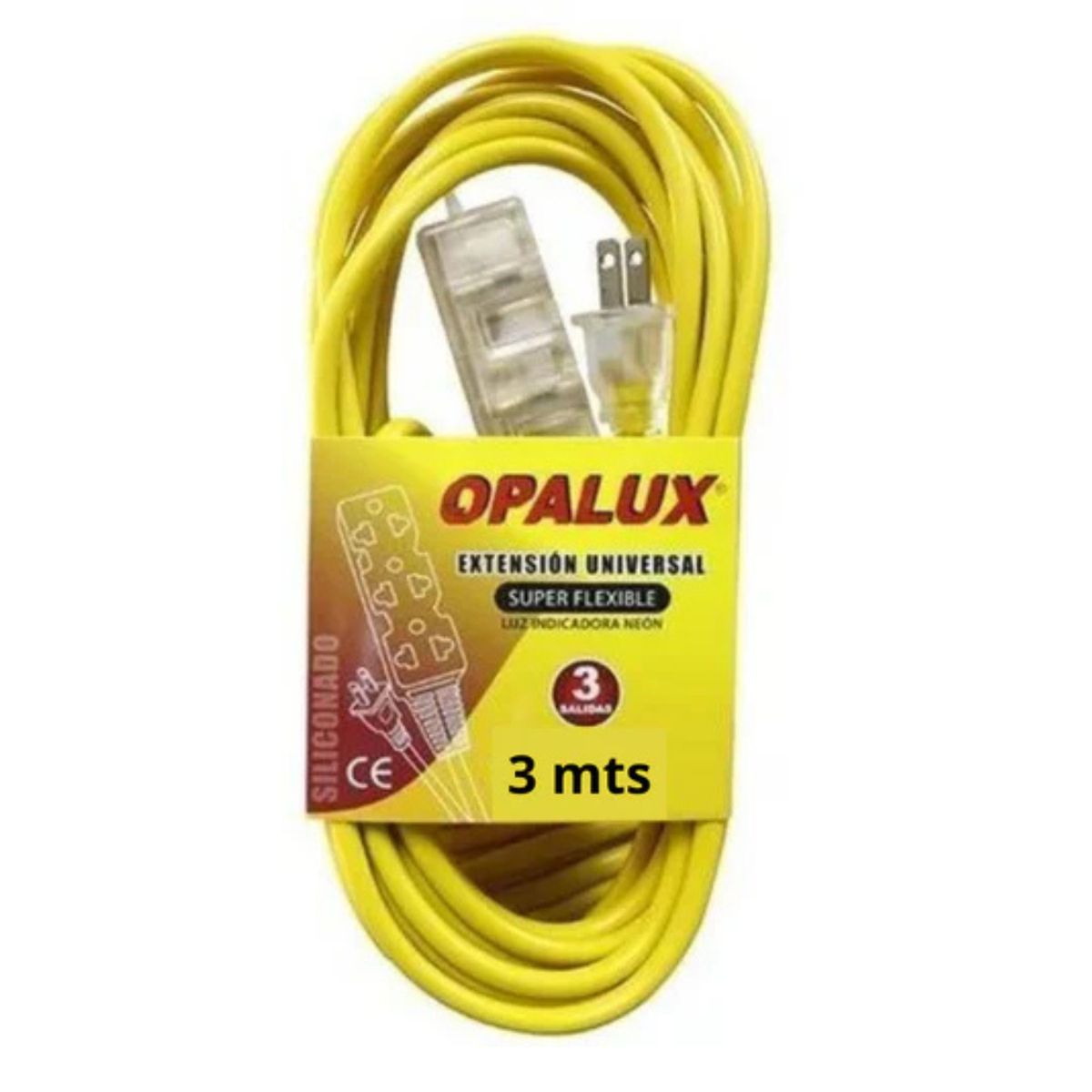 OPALUX - EXTENSIÓN OPALUX TOMA CORRIENTE CON 3 TOMAS 3 METROS OP-FL1203