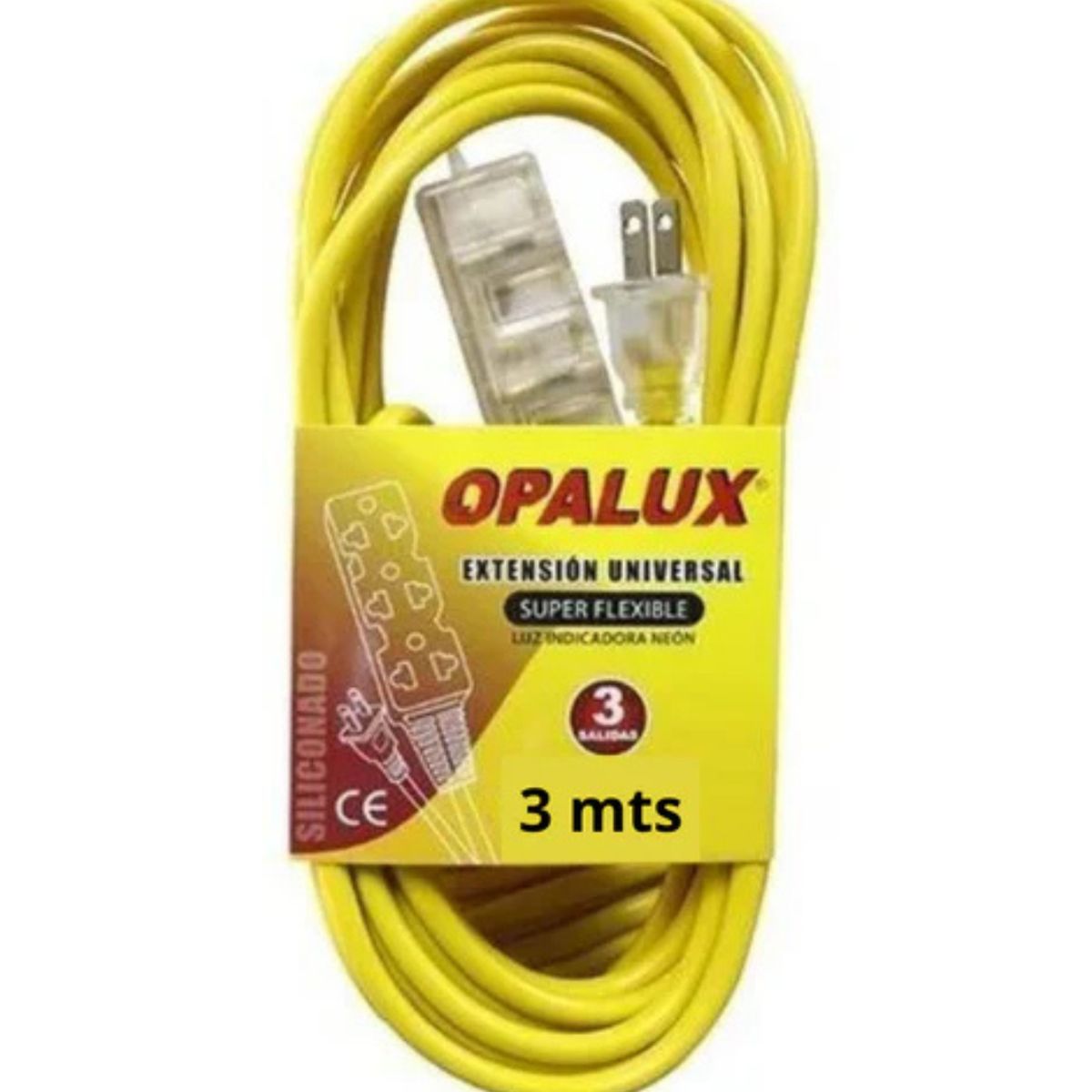 OPALUX - EXTENSIÓN OPALUX TOMA CORRIENTE CON 3 TOMAS 25 METROS OP-FL1225