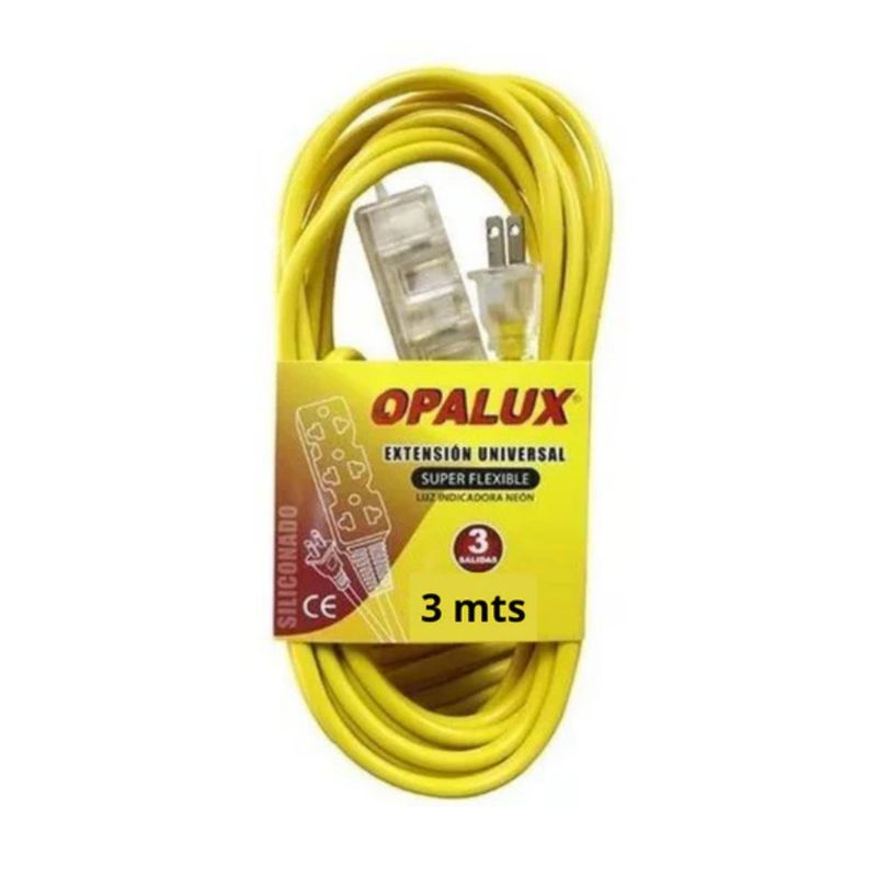 OPALUX - EXTENSIÓN OPALUX TOMA CORRIENTE CON 3 TOMAS 25 METROS OP-FL1225