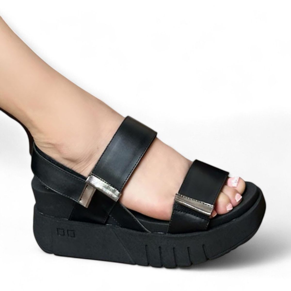 GENERICO - sandalia mujer PLANTA SPANZO cuña 7 2086L-55 color negro