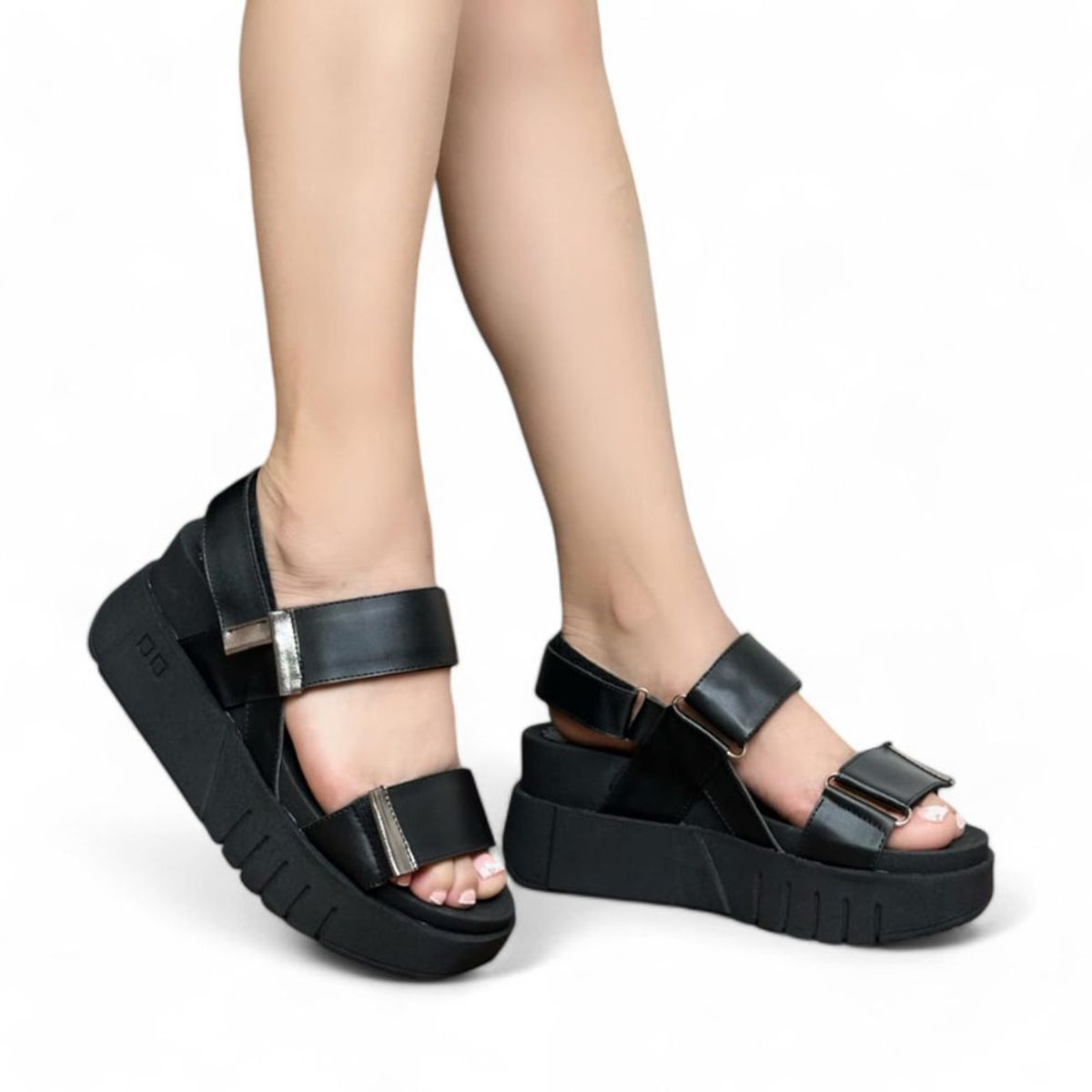 GENERICO - sandalia mujer PLANTA SPANZO cuña 7 2086L-55 color negro