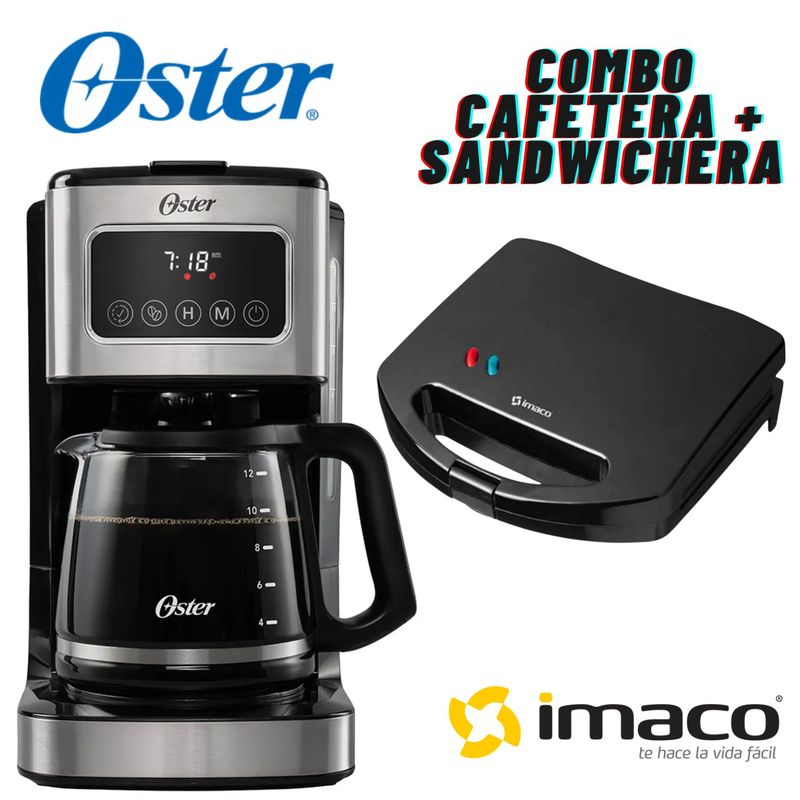 OSTER - Combo Cafetera Oster BVSTDC4403 + Sandwichera Imaco Ist 101N Negro