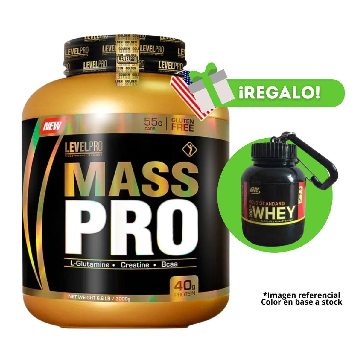 LEVEL PRO - PROTEÍNA MASS PRO 3 KG CHOCOLATE + PORTAPROTEÍNA