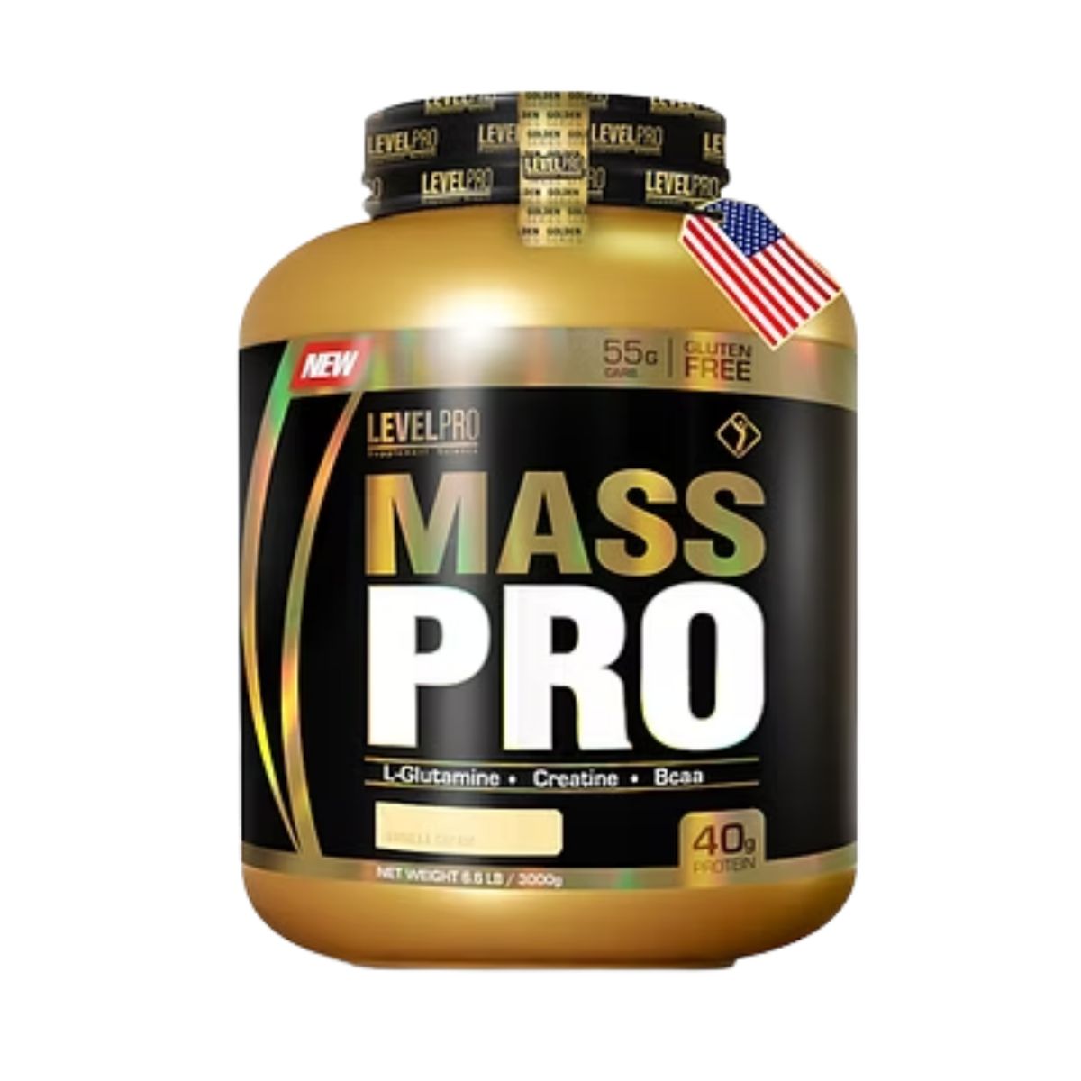 LEVEL PRO - PROTEÍNA MASS PRO 3 KG VAINILLA + STRAPS