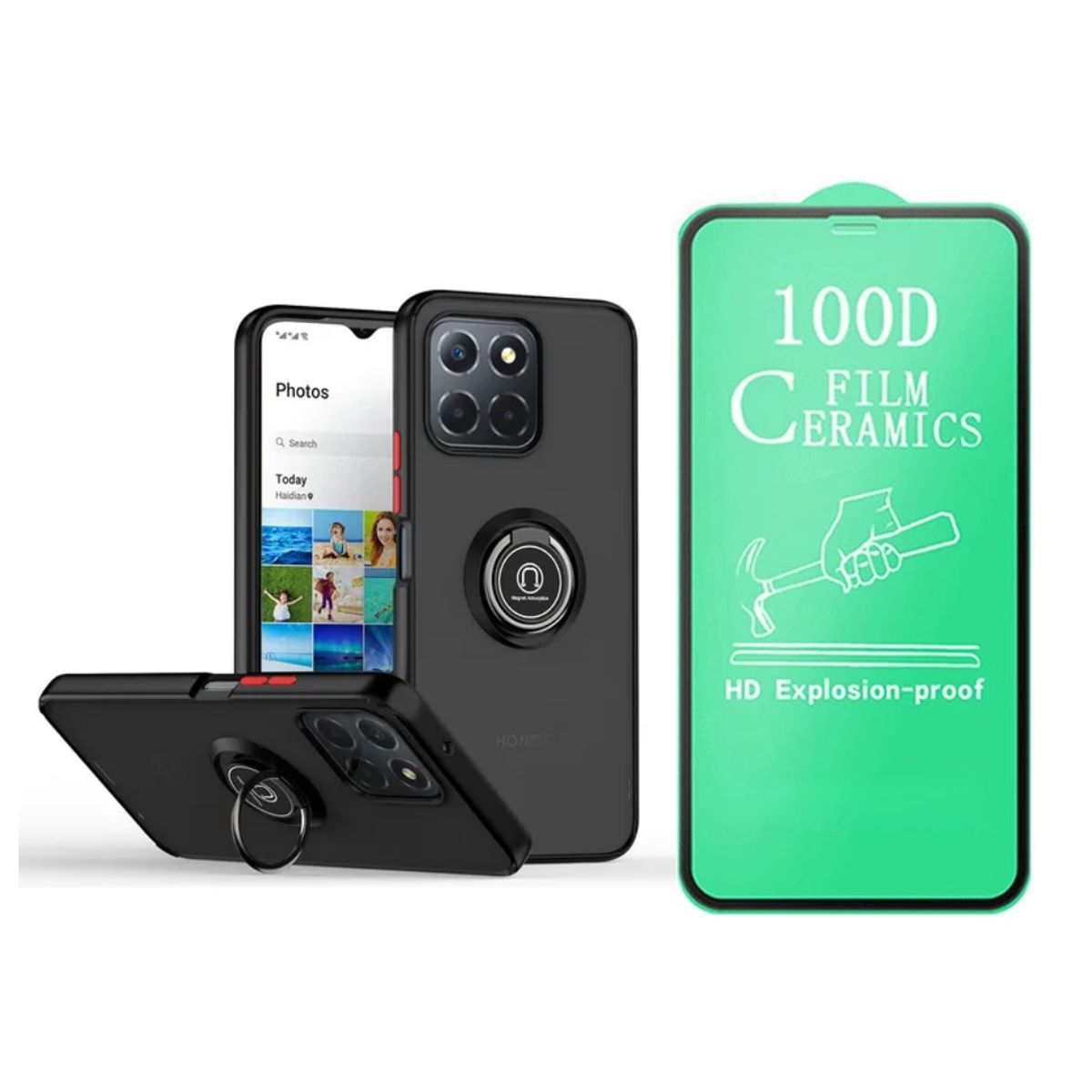 CASE - CASE AHUMADO  PARA HONOR X8C + MICA CERAMICA HD  - NEGRO