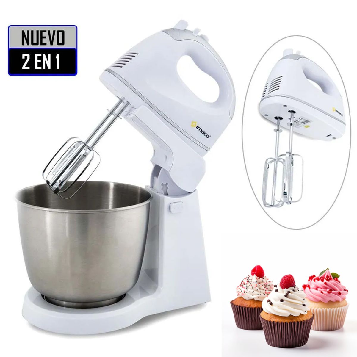 IMACO - Batidora de Pedestal con Tazon de Metal Imaco