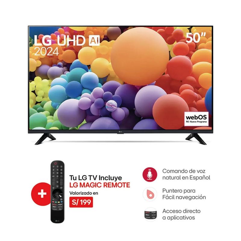 LG - Televisor LG 50 Pulg. LED Smart TV UHD 4K con ThinQ AI 50UT7300PSA l Control Magic