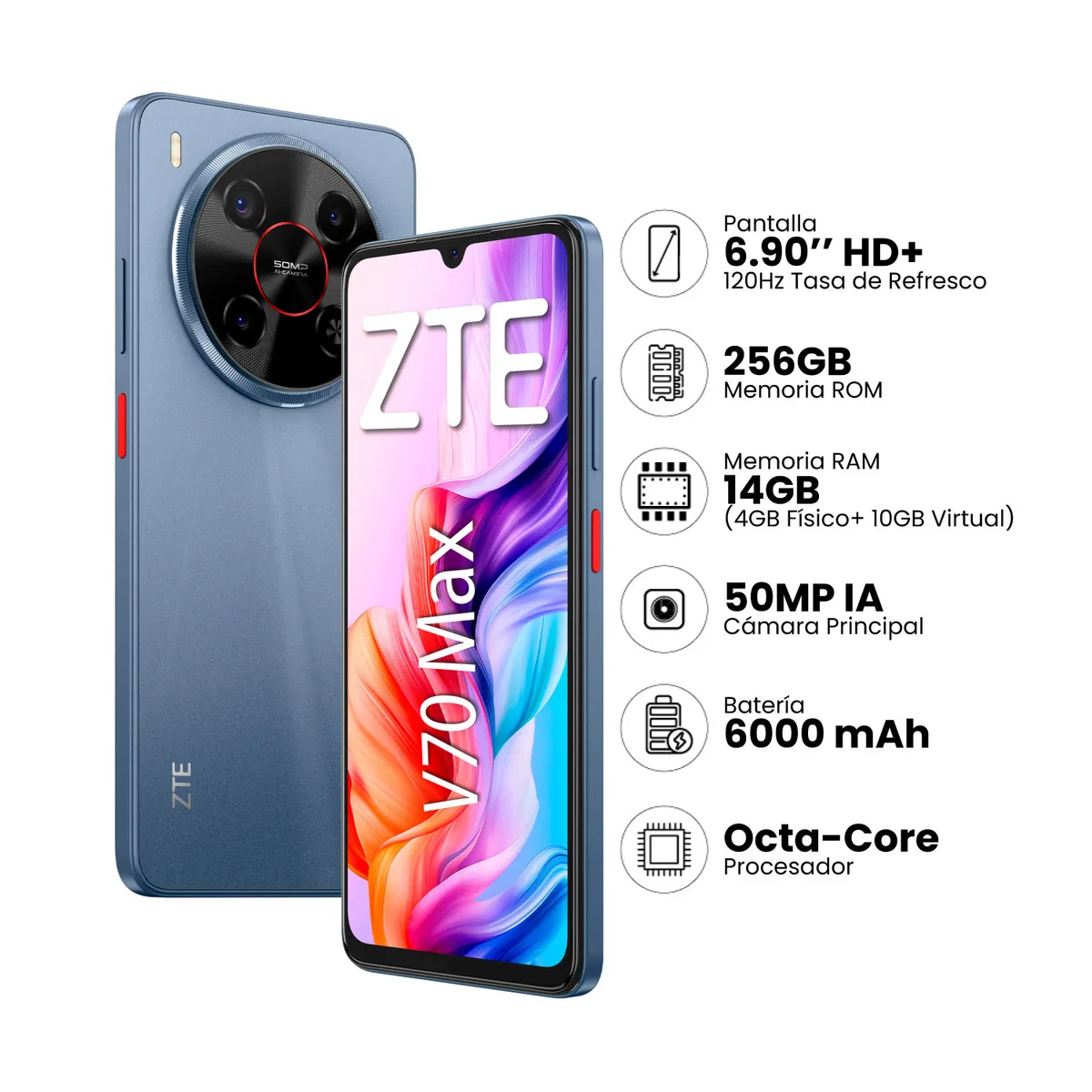 ZTE - ZTE BLADE V70 MAX 4GB+256GB - GRIS