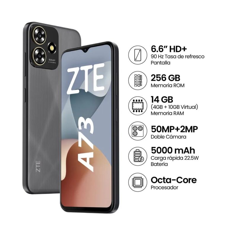 ZTE - CELULAR ZTE BLADE A73 6.6" 4GB RAM 256GB 50MP  Negro