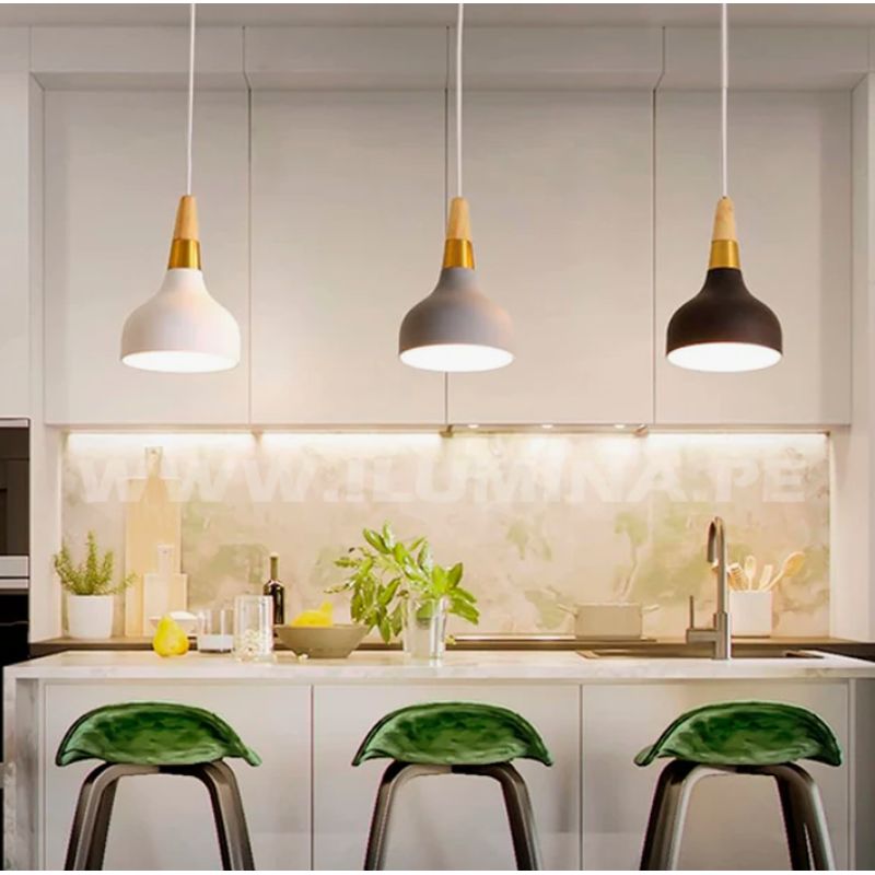 GENERICO - Lámpara Colgante Campana Triple Black Led