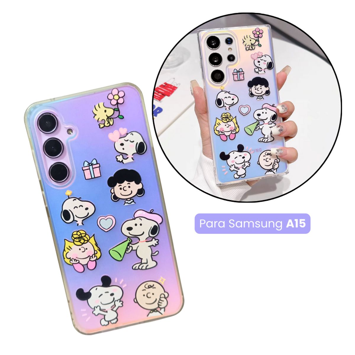 SNOOPY - SNOOPY CASE SAMSUNG A15 - EFECTO TORNASOL