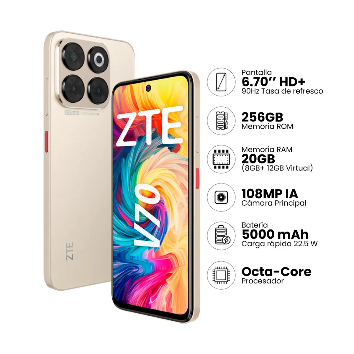 ZTE - ZTE BLADE V70 8GB+256GB - DORADO